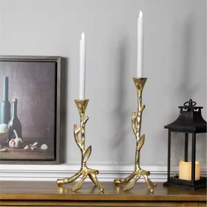 Bougeoir en métal décoratif de luxe à 3 bras en forme de branche d'arbre dorée, centre de table, vente en gros, pour les mariages, les fêtes et les événements - Product Image 2