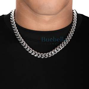 Venta caliente 12mm Sólido 925 Plata Esterlina 18K Chapado en oro VVS Iced Moissanite Cadena de eslabones cubanos Hip Hop Estilo Joyería Venta caliente - Product Image 1