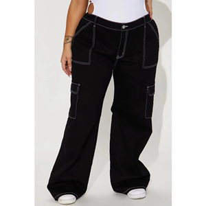 Pantalon cargo décontracté d'hiver pour femme, taille élastique, jambe large, nouvelle collection 2026, avec logo personnalisé et imperméable, vente en gros - Product Image 6