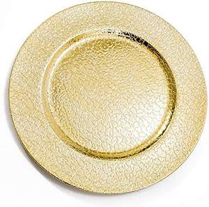 Assiette de présentation ronde en métal argenté avec texture de bulles martelées, élégante et décorative pour la salle à manger et le service, assiette de présentation pour table - Product Image 2