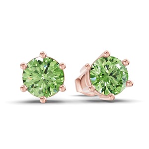ต่างหูเพชรทรงกลมหกแฉกสีเขียวทะเล 1 กะรัต น้ำหนักรวม 1 กะรัต ความใส VS ทองคำ 14K สีโรสโกลด์ ประกายสีแฟนซีแบบแสงชายหาด - Product Image 2