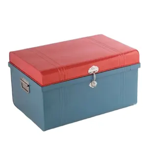 Red & Blue Metal Trunk Box Storage for Home Hotel Made in India Bulk Quantity High Quality Unique Design Handmade Box wholesale