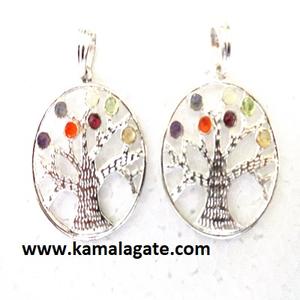 Pendentif Chakra en pierres précieuses naturelles Sept chakras intégrés vie d'arbre chrétien religieux mode pendentifs métal cristal vente de guérison - Product Image 4