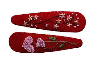 Pinces à cheveux brodées pour filles femmes, pinces à cheveux vintage, accessoires de cheveux, cadeau élégant de broderie florale OEM fabriqué au Vietnam - Product Image 3