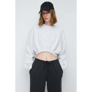 Sudadera Crop Basic Daily 100% Algodón con Cuello Redondo - Product Image 1