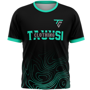 OEM เสื้อยืดแนวสปอร์ตของผู้ชายผ้าโพลีเอสเตอร์เนื้อนุ่มระบายอากาศได้ดีแห้งเร็วดีไซน์เต็มพร้อมคอกลมสวมใส่สบาย - Product Image 1