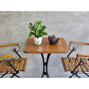 Modern Outdoor Acacia Wood <b>Table</b> Set with 2 <b>Foldable</b> Chairs for <b>Garden</b> Dining Durable Design CBCF289 - Product Image 6