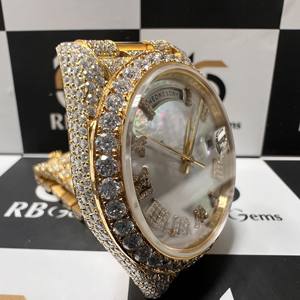 Reloj de Acero Inoxidable con Moissanita VVS, Movimiento Automático ETA, Lujoso, Hecho a Mano, Completamente Cubierto de Diamantes, Estilo Hip Hop, Unisex - Product Image 4