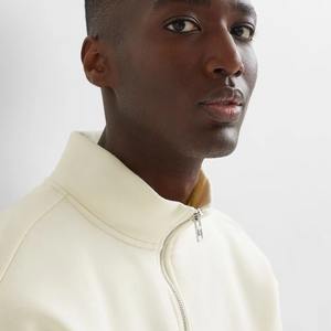 Sudadera con capucha de cuello redondo de talla grande con logotipo personalizado y cremallera bordada diseño sólido sudadera de calle logotipo frontal-precio al por mayor - Product Image 6