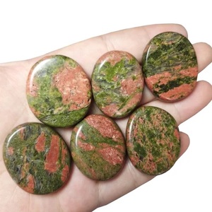 Unakite Jasper Lot Cabochon ขายส่งพลอยคริสตัลธรรมชาติสีเขียวจำนวนมากในขนาดผสมและรูปทรง - Product Image 3