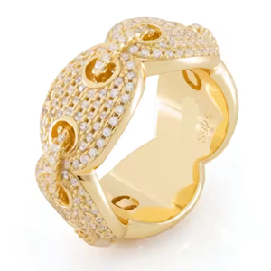 Luxe entièrement glacé D VVS Rectangle diamant testeur vérifier anneau Moissanite clouté avec diamant Rectangle anneau - Product Image 1