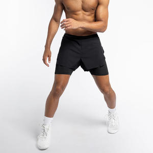 Pantalones cortos transpirables y ligeros 2 en 1 para correr y entrenamiento de gimnasia, diseño atlético de secado rápido con lazo de toalla para adultos - Product Image 4