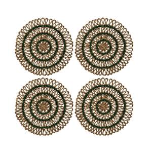 Nouveauté, tapis de table rond en osier et en herbe de mer écologique, fait à la main, vert, accent spiralé, tissage en spirale, vente en gros, pour projet hôtelier - Product Image 4