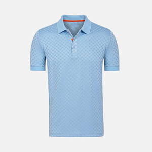 Polo Premium para hombre, Camiseta ajustada con textura Jacquard azul cielo de alta calidad, tela transpirable de manga corta para ropa informal, camiseta Polo - Product Image 1