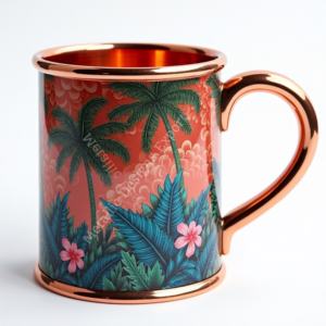 Chic cuivre tasse droite élégant choix de cadeau en métal Durable avec superbe autocollant Tropical Art pour boire des boissons chaudes - Product Image 2