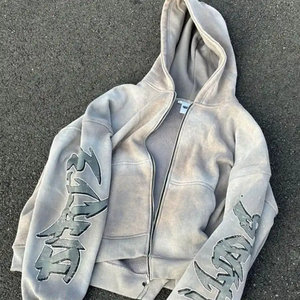 Para lavado recortado Sun Faded 330gsm Fleece 100% algodón Heavyweight Vintage French Terry Acid Wash Sudadera con capucha de invierno de gran tamaño - Product Image 5