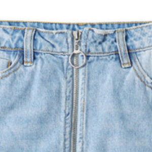 กางเกงขาสั้นผ้ายีนส์ขาสั้นของผู้หญิง100% ขาสั้นผ้าคอตตอนสีฟ้า - Product Image 4