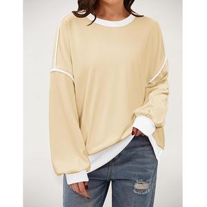 Nueva llegada de lujo de manga larga cuello redondo hombro pendiente sólido cómodo Casual mujer sudadera de algodón de Bangladesh - Product Image 3