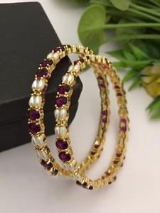 Ensemble de deux bracelets en plaqué or plaqué or de haute qualité, ensemble de véritables perles CZ, collection de vêtements de mariage ou de fonctions pour femmes et filles - Product Image 3