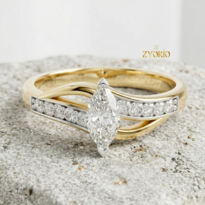 แหวนเพชรทรงมาร์คีส์ ทอง 14K เพชรเลี้ยงในห้องปฏิบัติการ วงแหวนบิดเกลียว สำหรับผู้หญิง แหวนหมั้น แหวนแต่งงาน เครื่องประดับ - Product Image 4