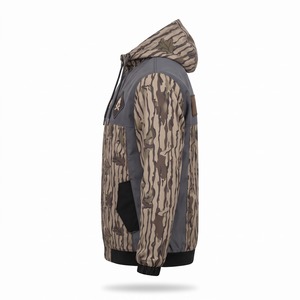 Veste coupe-vent camouflage pour homme, motif écorce d'arbre, pour la chasse, avec capuche, en nylon à chevrons, patch brodé, vente en gros - Product Image 5