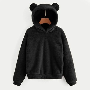Suéter con capucha borroso con forma de oso cálido de Invierno para mujer, sudadera de lana de manga larga, suéter transpirable de talla grande - Product Image 2