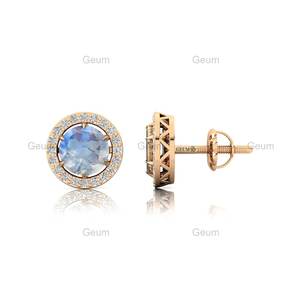 Joyería minimalista, pendientes de piedras preciosas de piedra lunar arcoíris Natural en oro macizo de 14K, joyería fina para mujeres y niñas - Product Image 6