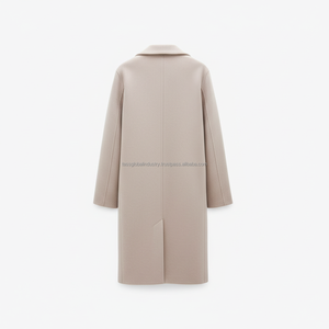 Manteau long en laine beige pour femme sur mesure, fabrication OEM et marque privée, vêtements d'hiver - Product Image 2