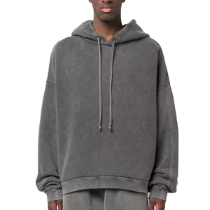 Men's Hoodies 100% Cotton Streetwear Oversized <b>Drop</b> Shoulder <b>Acid</b> Washed 500GSM Pullover Streetwear Hoodies For Man OEM ODM - Product Image 1