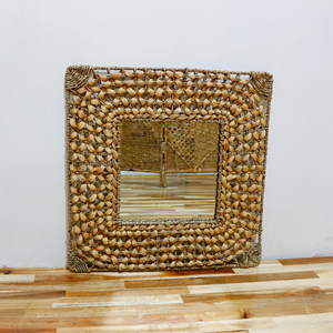 Artex Dong Thap Natural Woven Water Hyacinth <b>Square</b> Wall <b>Mirror</b> for Rustic Decor - Product Image 5