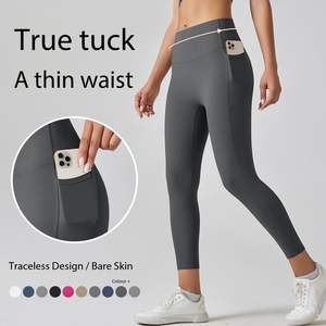 Leggings Deportivos de Gimnasio para Mujer, OEM, Sólidos, Suaves como la Mantequilla, Transpirables, de Secado Rápido, Cintura Elástica con Cierre y Bolsillo Lateral - Product Image 5