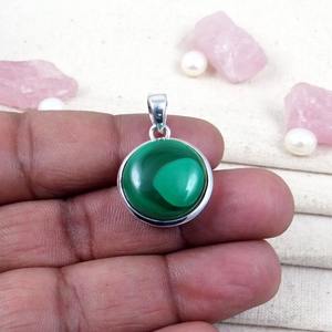 Colgante de Plata de Ley 925 con piedras preciosas de malaquita, colgante de diseño de tendencia, regalo de boda perfecto para el amor con joyería estampada 925 - Product Image 4