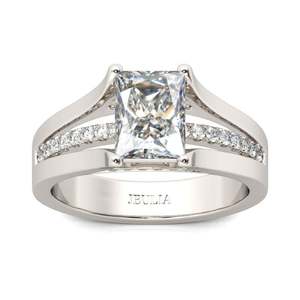 Bague de fiançailles géométrique en argent sterling plaqué rhodium Jeulia, coupe radiant - Product Image 1