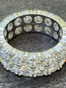 Anillo de Bodas de hip hop de diamante grande Chapado en plata de ley 925 sólida banda de eternidad de doble fila de moissanita creada en laboratorio unisex - Product Image 5