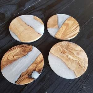 Posavasos de té de resina epoxi y madera con estilo superior, posavasos de madera y resina de aspecto moderno personalizado al por mayor, diseño creativo, superventas - Product Image 1
