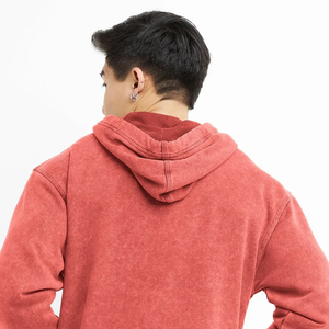 Sudadera con capucha de gran tamaño con hombros caídos Vintage de lana de algodón 100% personalizada diseño de lavado ácido bordado térmico de invierno de longitud larga - Product Image 6