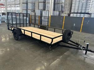 Remorque à plateau plat à 2 essieux, remorque utilitaire en acier avec plancher en bois et panneaux latéraux en maille, charge utile maximale 1001-2000 kg - Product Image 2