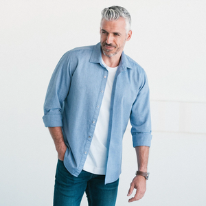 เสื้อเชิ้ตผ้าอ๊อกซ์ฟอร์ดแขนยาวลำลองของผู้ชายเสื้อผ้าผ้าฝ้ายน้ำหนักมากออกแบบได้ตามต้องการ - Product Image 4