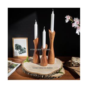 Vente en gros de bougeoirs en bois de haute qualité Décoration de table de fête de Noël Bougeoirs en bois naturel faits à la main pour hôtel - Product Image 2