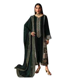 Hermoso Traje Hecho a Mano, Kameez Pakistaní Largo con Dupatta, Vestido de Estilo Tradicional para Fiestas y Bodas, Último Modelo - Product Image 1