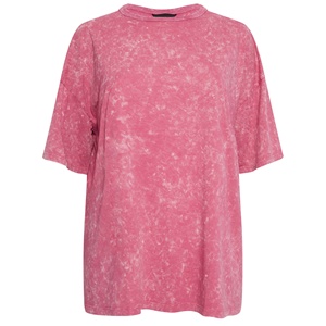 T-shirt lavé surdimensionné pour femmes de couleur rose 2025-Confort sans effort avec design de charme vintage - Product Image 5