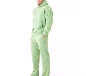 Conjunto de Sudadera con Capucha y Pantalones Deportivos de Estilo Urbano Personalizado, Conjunto Holgado con Estampado en Serigrafía, Sudadera con Cremallera y Pantalones Deportivos de Algodón - Product Image 5