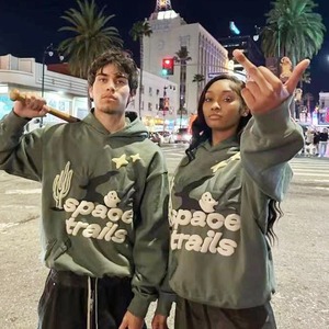 2025 Streetwear coeur brisé espace sentiers mousse sweats à capuche unisexe pull ample décontracté polaire sweats pour hommes surdimensionné - Product Image 4