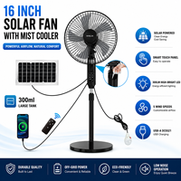 Ventilateur sur pied rechargeable avec panneau solaire, ventilateur électrique solaire 16 pouces, ventilateur multifonction à énergie solaire