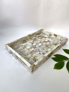 Bandeja de servicio con incrustaciones de hueso de fregona floral de madera natural hecha a mano de alta calidad personalizada para restaurantes caseros, hoteles de la India. - Product Image 3