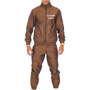 Chándal de nailon y poliéster personalizado de OEM, conjunto de chaquetas cortavientos y pantalones de nailon con cremallera, chándales de gimnasio cortavientos ligeros - Product Image 4