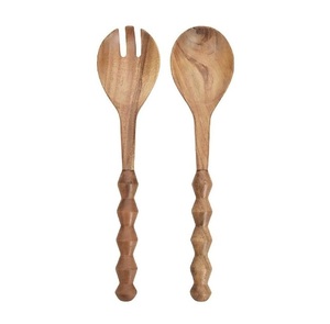Ensemble de 2 cuillères et fourchettes à salade en bois de neem, pour la maison et les tables de mariage, outils à salade - Product Image 6