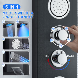 ZEPENG Panneau <span class=keywords><strong>de</strong></span> <span class=keywords><strong>douche</strong></span> en acier inoxydable au design moderne Système <span class=keywords><strong>de</strong></span> tour <span class=keywords><strong>de</strong></span> <span class=keywords><strong>douche</strong></span> LED murale avec étagère <span class=keywords><strong>Colonne</strong></span> <span class=keywords><strong>de</strong></span> <span class=keywords><strong>douche</strong></span> <span class=keywords><strong>de</strong></span> bain à 5 fonctions - Product Image 2