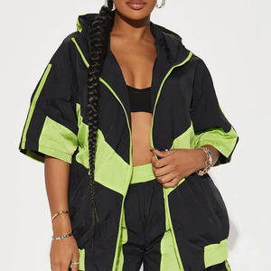 Unisex/mujer Primavera/Verano cortavientos un conjunto de cuello alto estilo deportivo tejido ropa deportiva al por mayor - Product Image 2