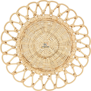 Vente en gros de sets de table ronds en rotin tissés naturels faits à la main, assiettes de présentation blanches, sets de table ronds en rotin - Product Image 3